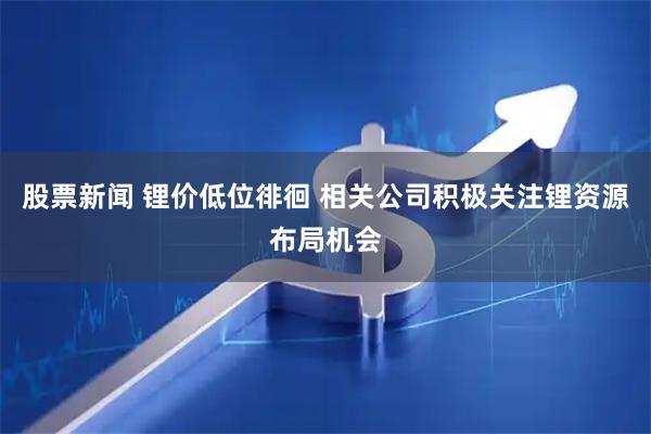 股票新闻 锂价低位徘徊 相关公司积极关注锂资源布局机会