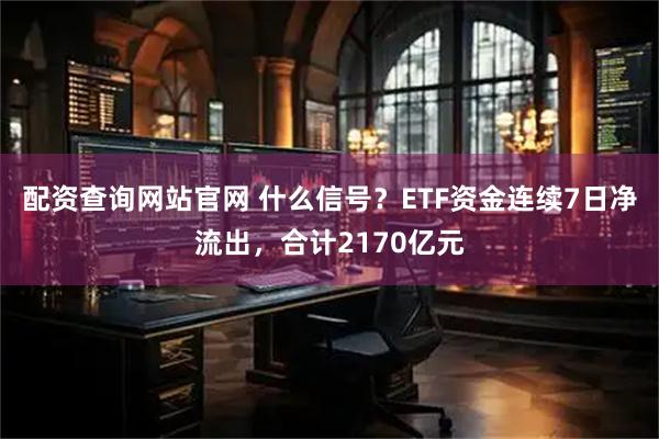 配资查询网站官网 什么信号？ETF资金连续7日净流出，合计2170亿元